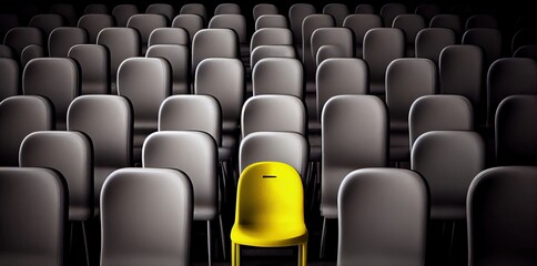 Yellow Chair Sticking Out Crowd With Copy Space Generative AI