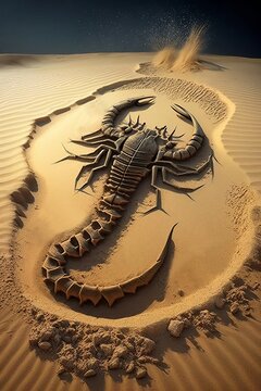 scorpio horoscope sign on the sand. Horoscope