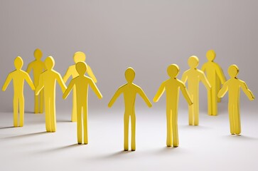 Yellow Stick Men Co Operation Concept Generative AI