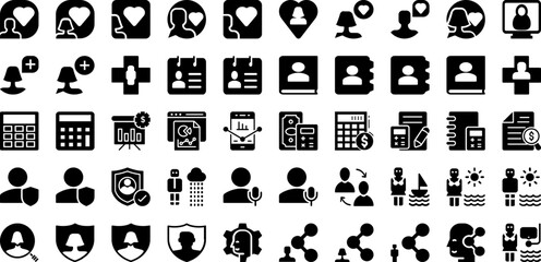 Account Icon Set Isolated Silhouette Solid Icons With Vector, Account, Symbol, Business, Illustration, Sign, Icon Infographic Simple Vector Illustration