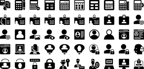 Account Icon Set Isolated Silhouette Solid Icons With Account, Vector, Icon, Symbol, Business, Sign, Illustration Infographic Simple Vector Illustration