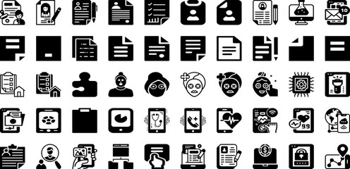 Application Icon Set Isolated Silhouette Solid Icons With Technology, Line, Sign, Application, App, Icon, Vector Infographic Simple Vector Illustration