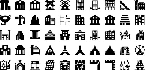 Architect Icon Set Isolated Silhouette Solid Icons With Design, Engineering, Vector, Construction, Icon, Project, Architect Infographic Simple Vector Illustration