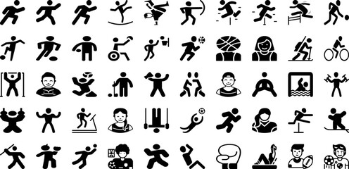 Athlete Icon Set Isolated Silhouette Solid Icons With Line, Athlete, Vector, Symbol, Sport, Icon, Set Infographic Simple Vector Illustration