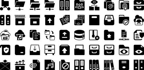 Archive Icon Set Isolated Silhouette Solid Icons With Icon, Sign, Archive, File, Vector, Business, Document Infographic Simple Vector Illustration