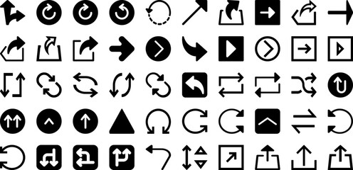 Arrows Icon Set Isolated Silhouette Solid Icons With Sign, Set, Arrow, Right, Vector, Icon, Symbol Infographic Simple Vector Illustration