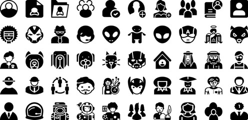 Avatar Icon Set Isolated Silhouette Solid Icons With Icon, Avatar, Person, People, Vector, Business, Illustration Infographic Simple Vector Illustration