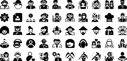 Avatar Icon Set Isolated Silhouette Solid Icons With People, Illustration, Vector, Person, Business, Avatar, Icon Infographic Simple Vector Illustration