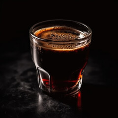 Bold and Aromatic. Savor the richness of a hot cup of coffee americano isolated on a black background. Copy space for text. Beverage concept AI Generative