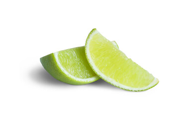 isolated lime slices with shade. Close-up