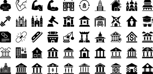 Building Icon Set Isolated Silhouette Solid Icons With Office, Symbol, Set, Building, City, Vector, Icon Infographic Simple Vector Illustration