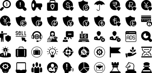 Business Icon Set Isolated Silhouette Solid Icons With Set, Icon, Symbol, Line, Business, Vector, Web Infographic Simple Vector Illustration