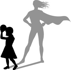 Superhero Child Kid With Super Hero Shadow