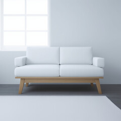sofa and coordinating cushions, set against a solid. Generative AI