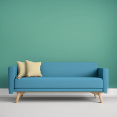 sofa and coordinating cushions, set against a solid. Generative AI