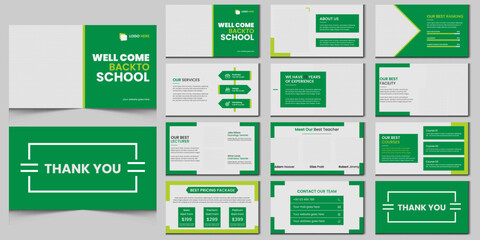  Education Design School PowerPoint presentation slide template. Utilize a contemporary background for a keynote presentation, brochure design, website slider, landing page, or annual report.