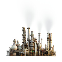 Industrial factories have polluted smokestacks environmental protection concept On a transparent background .AI generator