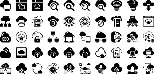 Computing Icon Set Isolated Silhouette Solid Icons With Vector, Icon, Pc, Laptop, Internet, Computer, Screen Infographic Simple Vector Illustration
