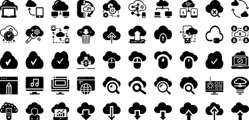 Computing Icon Set Isolated Silhouette Solid Icons With Vector, Pc, Laptop, Computer, Internet, Screen, Icon Infographic Simple Vector Illustration