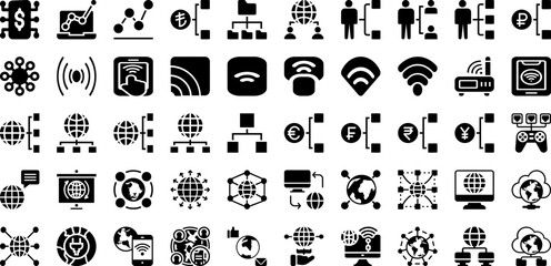 Connect Icon Set Isolated Silhouette Solid Icons With Communication, Symbol, Connection, Internet, Vector, Network, Icon Infographic Simple Vector Illustration