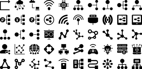 Connect Icon Set Isolated Silhouette Solid Icons With Icon, Vector, Connection, Symbol, Communication, Internet, Network Infographic Simple Vector Illustration