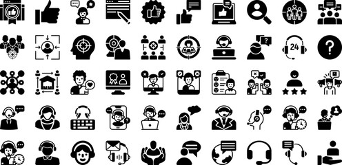 Customer Icon Set Isolated Silhouette Solid Icons With Customer, Symbol, Vector, Business, Service, Line, Icon Infographic Simple Vector Illustration