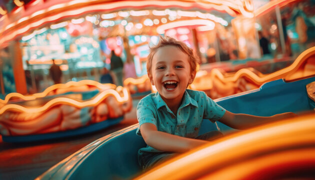 kleiner Junge auf der Kirmes, generative AI