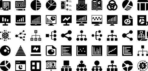 Diagram Icon Set Isolated Silhouette Solid Icons With Graph, Line, Business, Diagram, Icon, Symbol, Vector Infographic Simple Vector Illustration