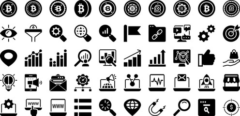 Digital Icon Set Isolated Silhouette Solid Icons With Technology, Internet, Web, Media, Digital, Symbol, Icon Infographic Simple Vector Illustration