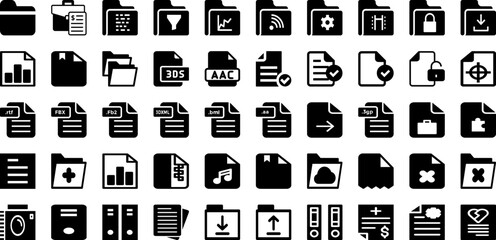 Document Icon Set Isolated Silhouette Solid Icons With Business, Document, File, Paper, Sign, Icon, Symbol Infographic Simple Vector Illustration