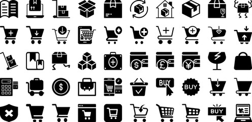 Ecommerce Icon Set Isolated Silhouette Solid Icons With Icon, Symbol, Ecommerce, Business, E-Commerce, Vector, Web Infographic Simple Vector Illustration