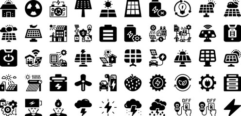 Energy Icon Set Isolated Silhouette Solid Icons With Eco, Power, Energy, Line, Renewable, Ecology, Icon Infographic Simple Vector Illustration