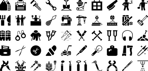 Equipment Icon Set Isolated Silhouette Solid Icons With Symbol, Technology, Set, Vector, Sign, Equipment, Icon Infographic Simple Vector Illustration