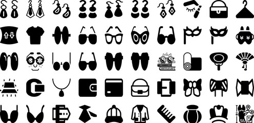 Fashion Icon Set Isolated Silhouette Solid Icons With Icon, Collection, Outline, Vector, Symbol, Fashion, Set Infographic Simple Vector Illustration - obrazy, fototapety, plakaty