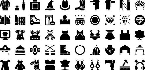 Fashion Icon Set Isolated Silhouette Solid Icons With Collection, Outline, Icon, Fashion, Set, Vector, Symbol Infographic Simple Vector Illustration
