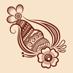 Vector illustration of traditional indian henna mehndi floral ornament design	
