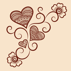 Vector illustration of traditional indian henna mehndi floral ornament design	