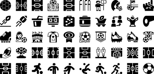Football Icon Set Isolated Silhouette Solid Icons With Sport, Competition, Team, Vector, Football, Ball, Goal Infographic Simple Vector Illustration