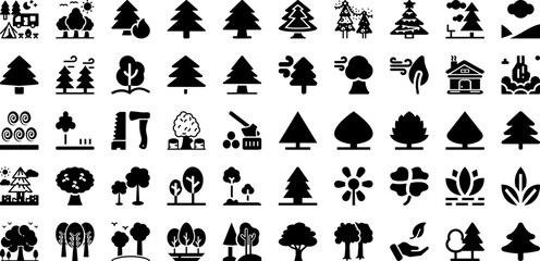 Forest Icon Set Isolated Silhouette Solid Icons With Icon, Set, Line, Vector, Nature, Forest, Tree Infographic Simple Vector Illustration