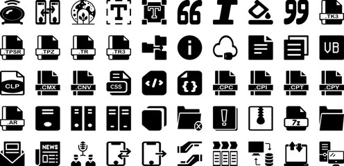 Format Icon Set Isolated Silhouette Solid Icons With Format, Web, Document, Icon, File, Symbol, Vector Infographic Simple Vector Illustration