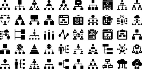 Hierarchy Icon Set Isolated Silhouette Solid Icons With Hierarchy, Organization, Icon, Management, Business, People, Vector Infographic Simple Vector Illustration