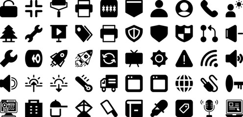 Interface Icon Set Isolated Silhouette Solid Icons With Web, Interface, Business, Set, Vector, Symbol, Icon Infographic Simple Vector Illustration