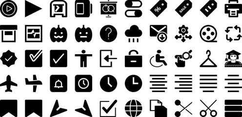 Interface Icon Set Isolated Silhouette Solid Icons With Symbol, Icon, Interface, Web, Vector, Set, Business Infographic Simple Vector Illustration