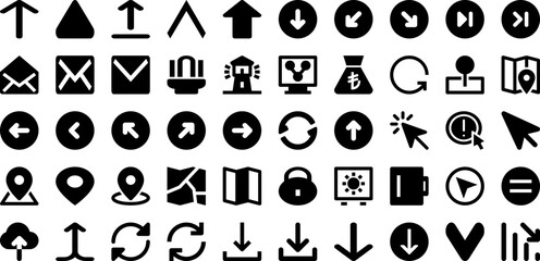 Interface Icon Set Isolated Silhouette Solid Icons With Business, Web, Icon, Symbol, Vector, Set, Interface Infographic Simple Vector Illustration