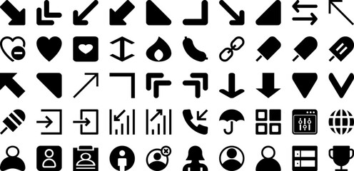 Interface Icon Set Isolated Silhouette Solid Icons With Icon, Business, Set, Interface, Symbol, Web, Vector Infographic Simple Vector Illustration