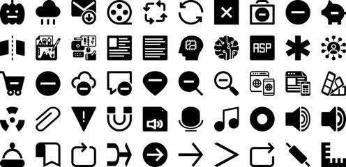 Interface Icon Set Isolated Silhouette Solid Icons With Vector, Web, Icon, Interface, Business, Symbol, Set Infographic Simple Vector Illustration