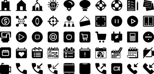 Interface Icon Set Isolated Silhouette Solid Icons With Set, Interface, Vector, Web, Icon, Symbol, Business Infographic Simple Vector Illustration