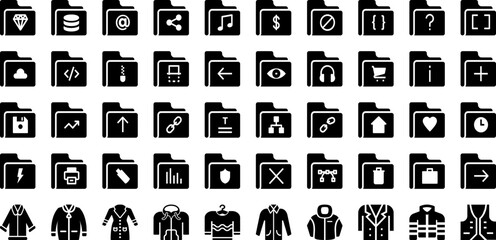 Jacket Icon Set Isolated Silhouette Solid Icons With Vector, Clothes, Coat, Jacket, Set, Icon, Fashion Infographic Simple Vector Illustration
