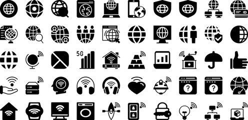 Internet Icon Set Isolated Silhouette Solid Icons With Internet, Online, Vector, Symbol, Web, Illustration, Icon Infographic Simple Vector Illustration