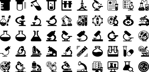 Laboratory Icon Set Isolated Silhouette Solid Icons With Research, Icon, Science, Biology, Vector, Laboratory, Chemistry Infographic Simple Vector Illustration